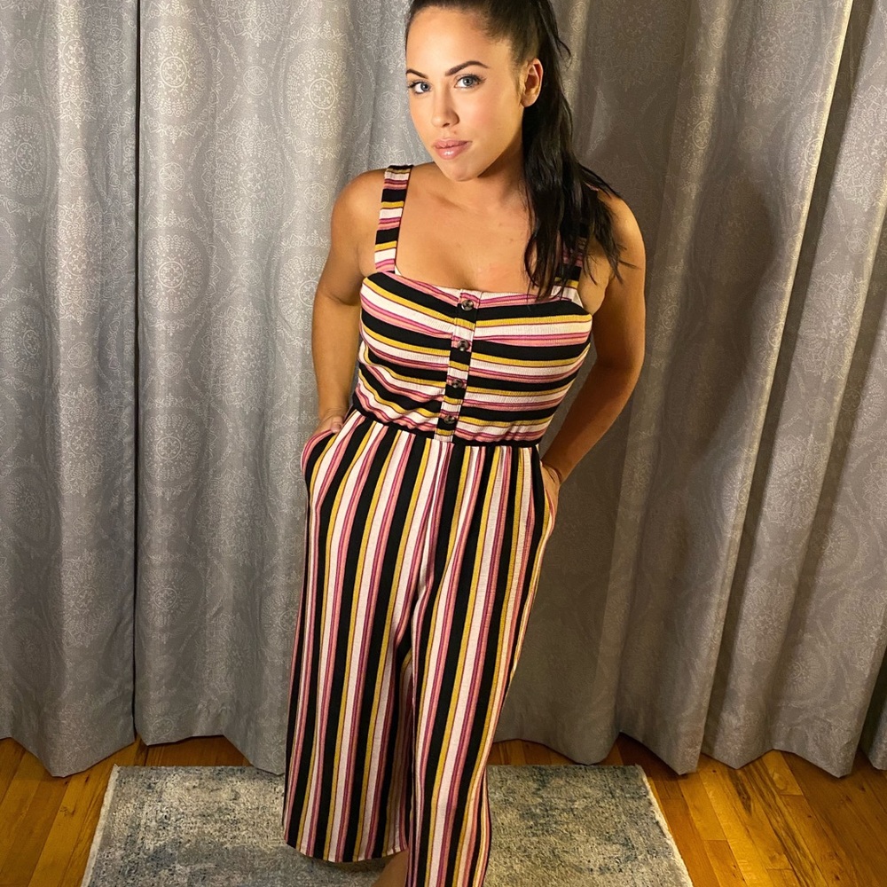 Multi colored striped jumpsuit